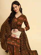 Yufta Green Pure Cotton Floral Sequins Work Kurta Set With Dupatta | Grocsy