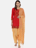 Souchii Beige & Gold Foil Print Dupatta with Tasselled Border | Grocsy