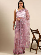 kasee Floral Embroidered Net Saree | Grocsy