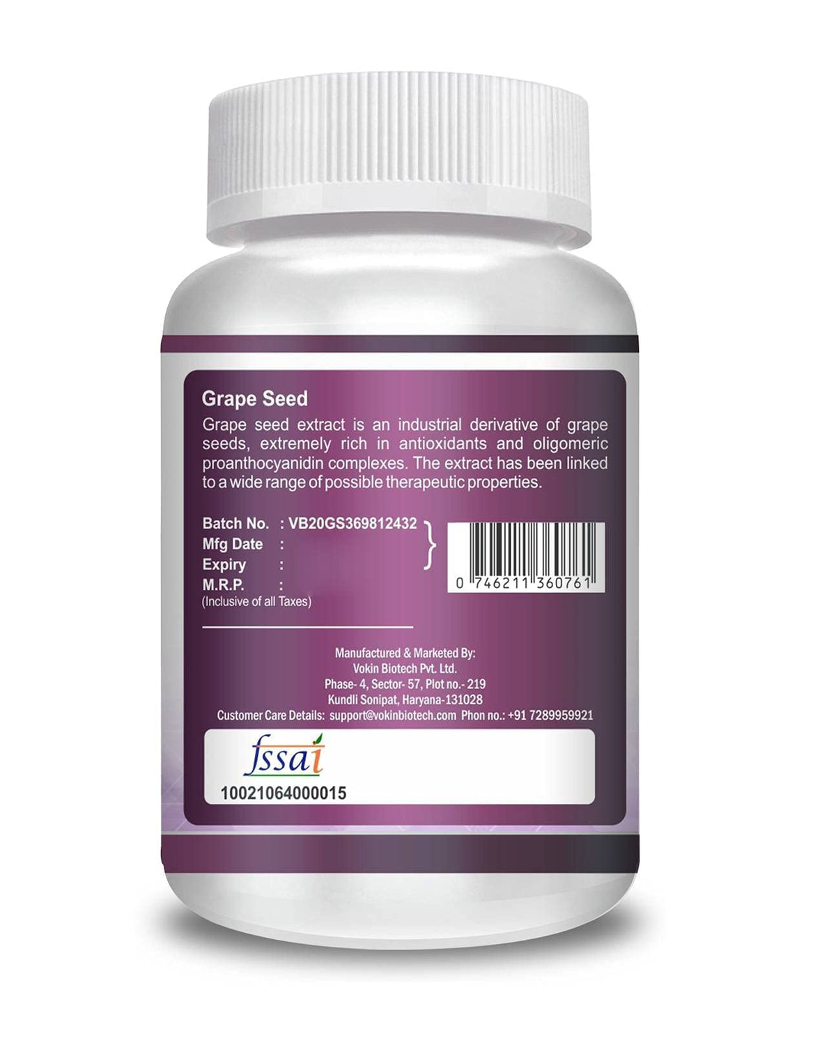 Vokin Biotech Natural Grapes Seed Extract Support Immune System and Antioxidant Supplement 500MG | Grocsy