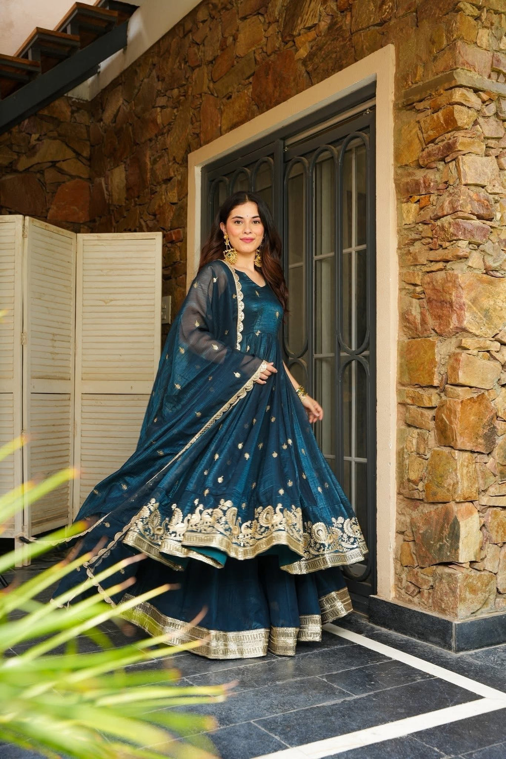 Yash Enterprise Rama Green Simmer Silk Party Wear Ebroidery Suit Set | Grocsy