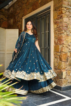 Yash Enterprise Rama Green Simmer Silk Party Wear Ebroidery Suit Set | Grocsy