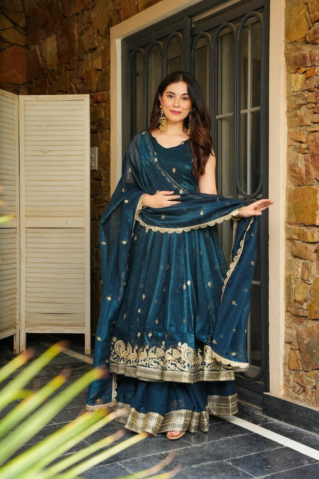 Yash Enterprise Rama Green Simmer Silk Party Wear Ebroidery Suit Set | Grocsy