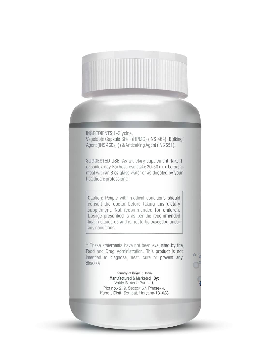 Vokin Biotech L- Glycine Energy Production - Support Cognitive and Sleep Health- 500mg | Grocsy