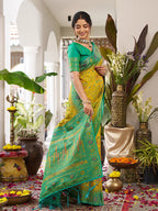 Monjolika Fashion Mustard Soft Banarasi Silk Blend Saree with Contrast Blouse Piece | Grocsy