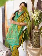 Monjolika Fashion Mustard Soft Banarasi Silk Blend Saree with Contrast Blouse Piece | Grocsy