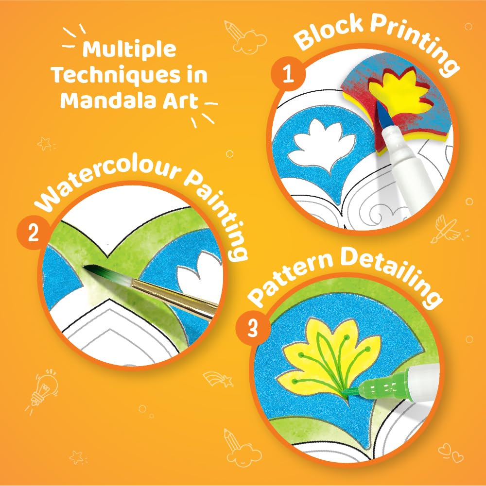 Imagimake Mandala Art Kit | Watercolor Paint Set | 12 Exciting Mandala Projects in Arts and Crafts for Kids Ages 8-12-14-16 | Craft Kits for Adults & Kids | 8 Year Old Girl Birthday Gifts | Grocsy