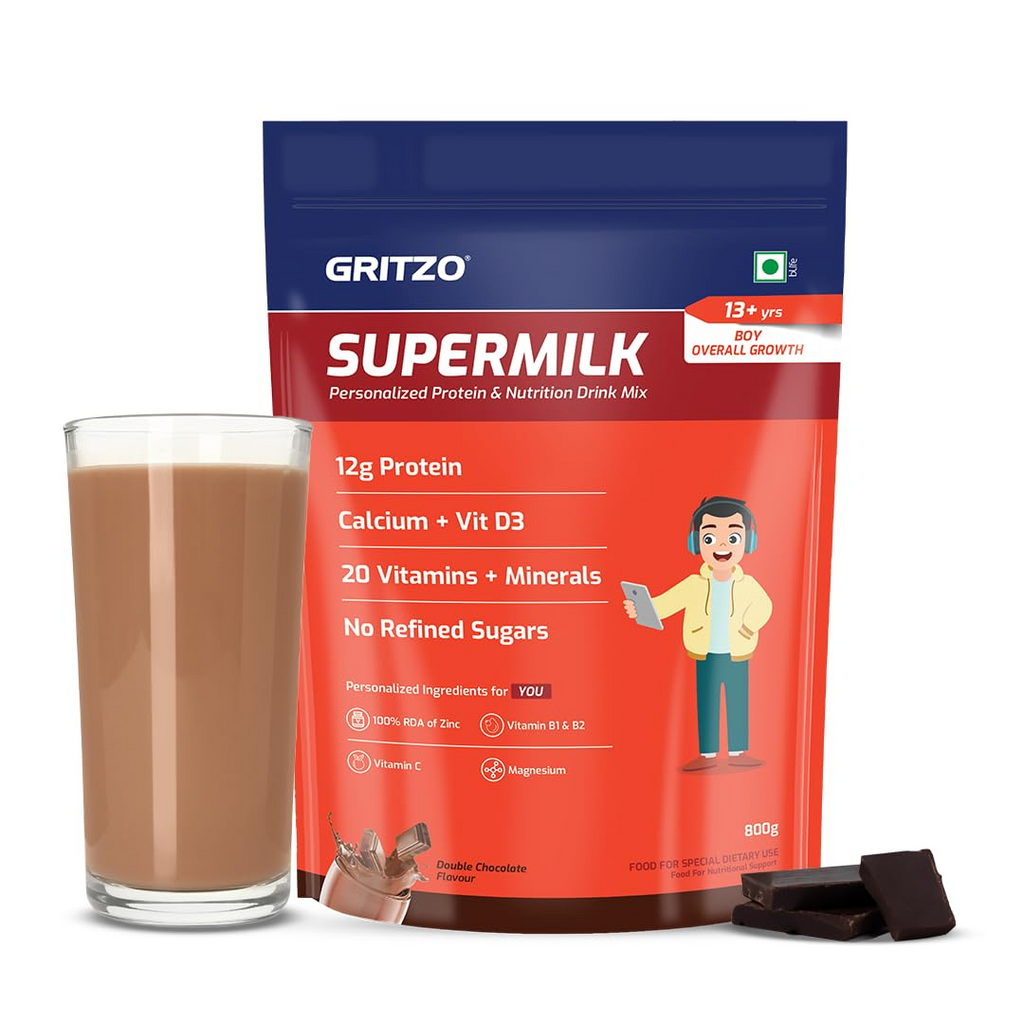 Gritzo Supermilk Overall Growth Powder 13+Y (Teen Athletes), Health Drink For Boys | Grocsy