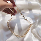 Gold-Toned Alloy Golden Chain Necklace - The Pari | Grocsy