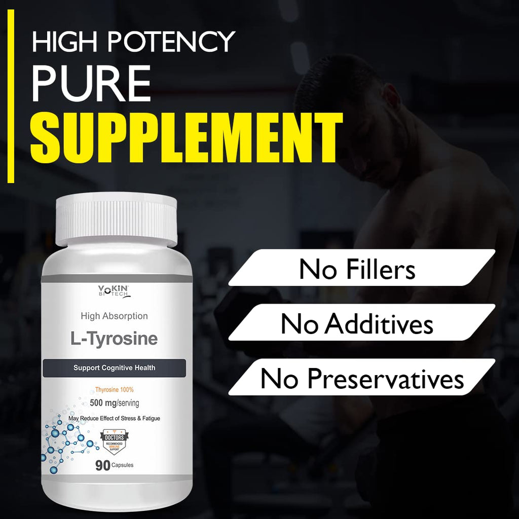 Vokin Biotech L-Tyrosine 500mg- Support Cognitive Health May Reduce Effect Of Stress & fatigue- | Grocsy