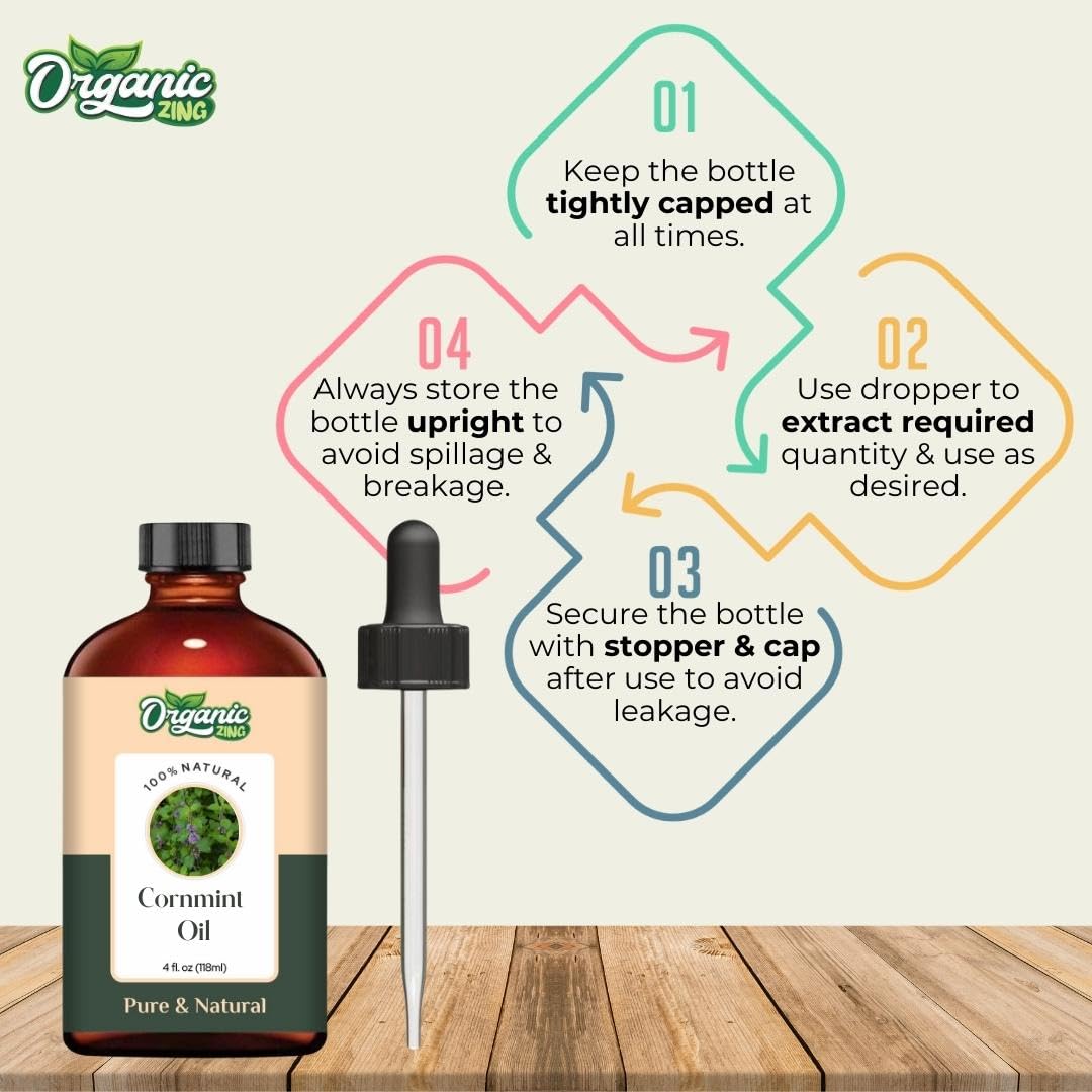 Organic Zing Cornmint (Mentha arvensis) Oil | Pure & Natural Essential Oil for Massage, Aroma & Diffusers | Grocsy