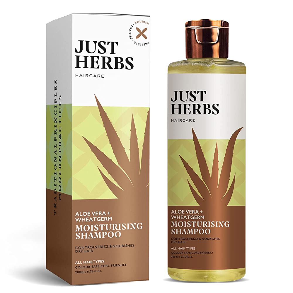 Just Herbs Silky Strength Aloevera-Wheatgerm Moisturising Shampoo | Grocsy