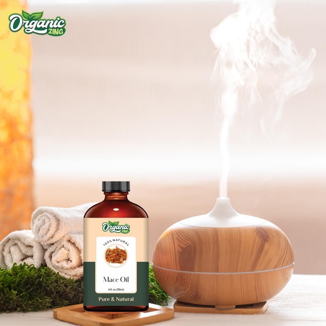 ORGANIC ZING Mace (Myristica Fragrans) Oil | Pure & Natural Essential Oil for Skin Care, Haircare, Aroma & Diffusers | Grocsy