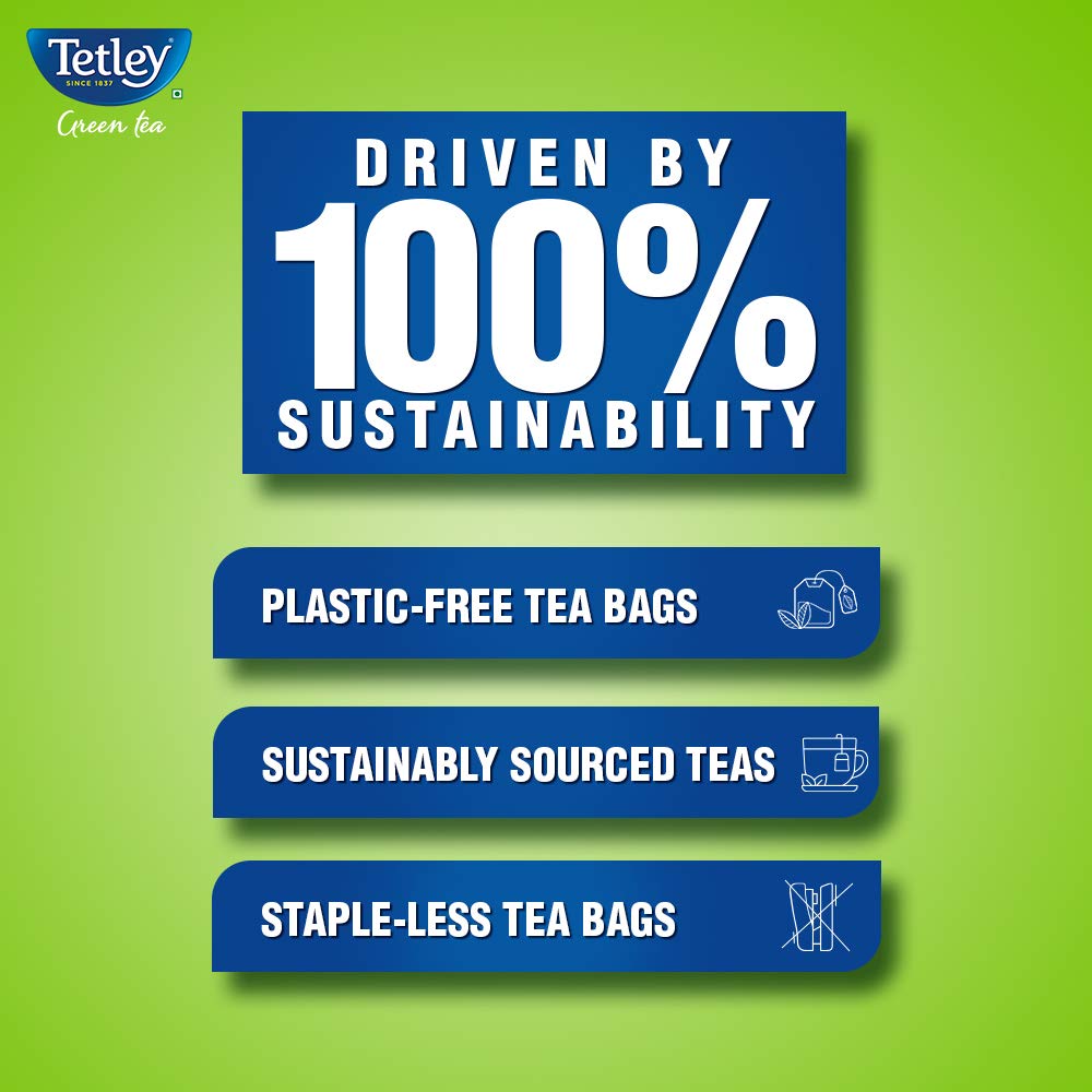 Tetley Green Tea Lemon and Honey (100 Tea Bags) | Grocsy