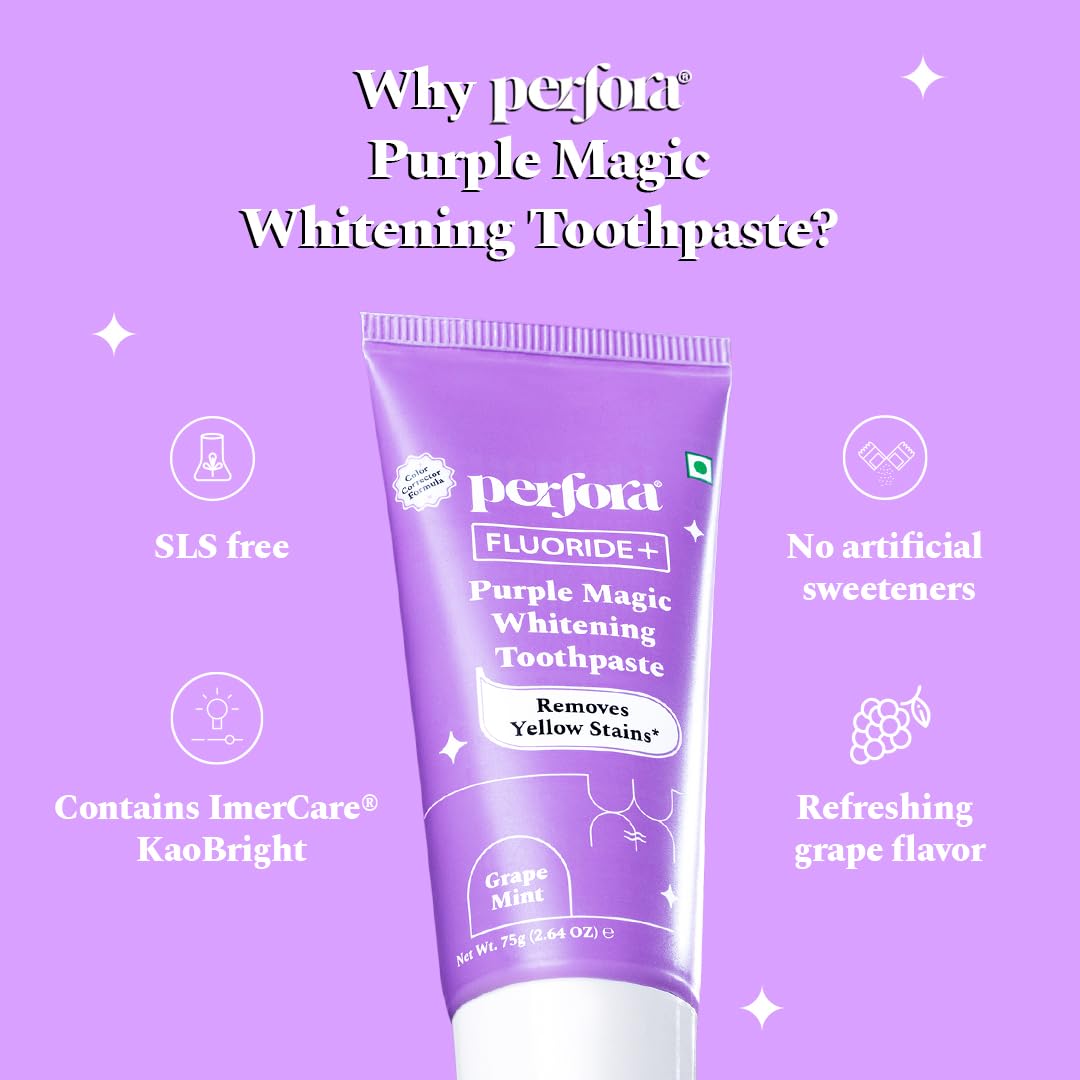 Perfora Fluoride+ Purple Magic Whitening Toothpaste | Grocsy