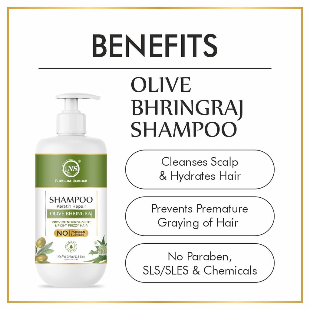 Nuerma Science Keratin Repair Natural Hairfall Control Olive Bhringraj Shampoo | Grocsy