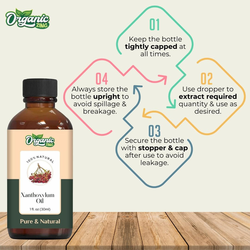 Organic Zing Xanthoxylum (Zanthoxylum) Oil | Pure & Natural Steam Distilled Essential Oil for Aroma, Diffusers & Massage | Grocsy