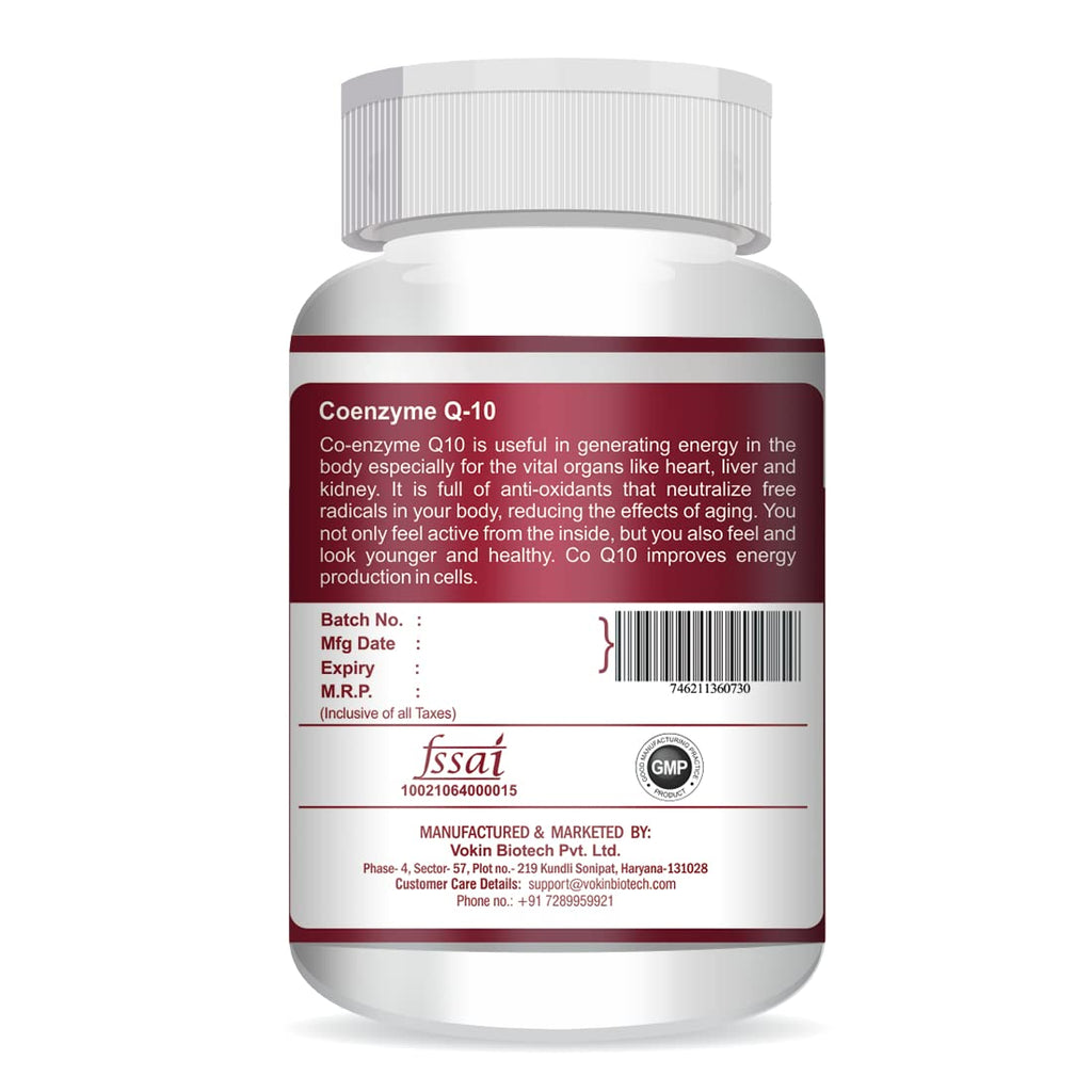 Vokin Biotech Natural Coenzyme Q-10 Rich in Antioxidant, Support Heart Health & Boosts Energy 250 mg | Grocsy