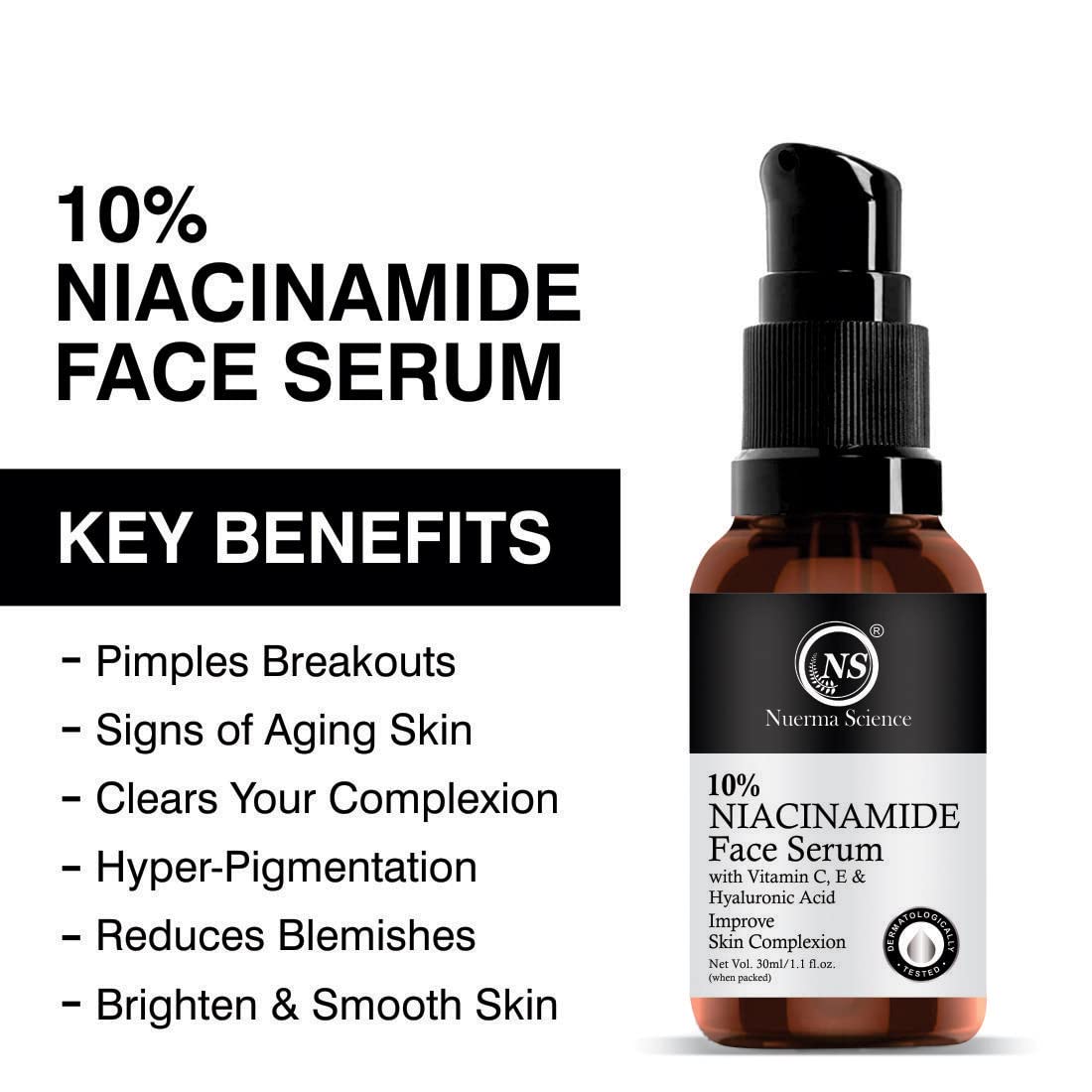 Nuerma Science 10% Niacinamide Face Serum | Plump, Smooth, Radiant Skin | Grocsy
