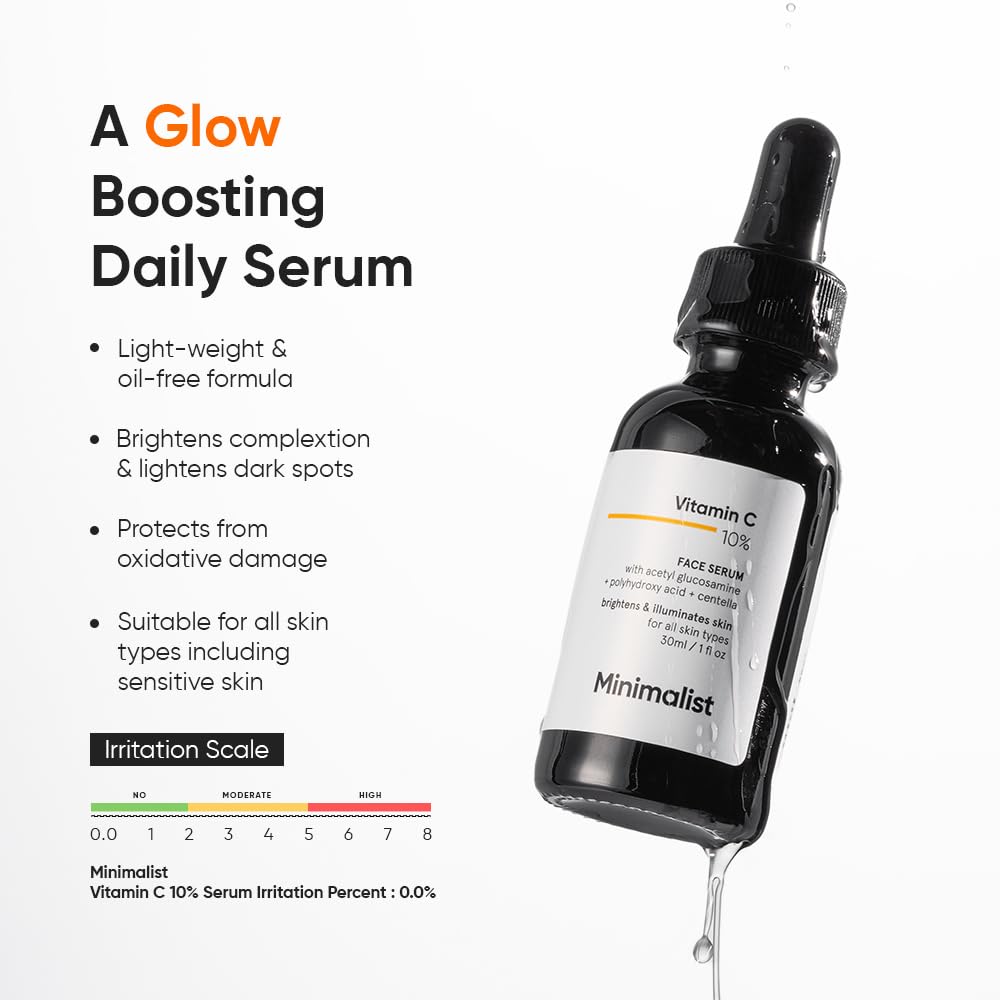 Minimalist 10% Vitamin C Face Serum For Glowing Skin | Grocsy