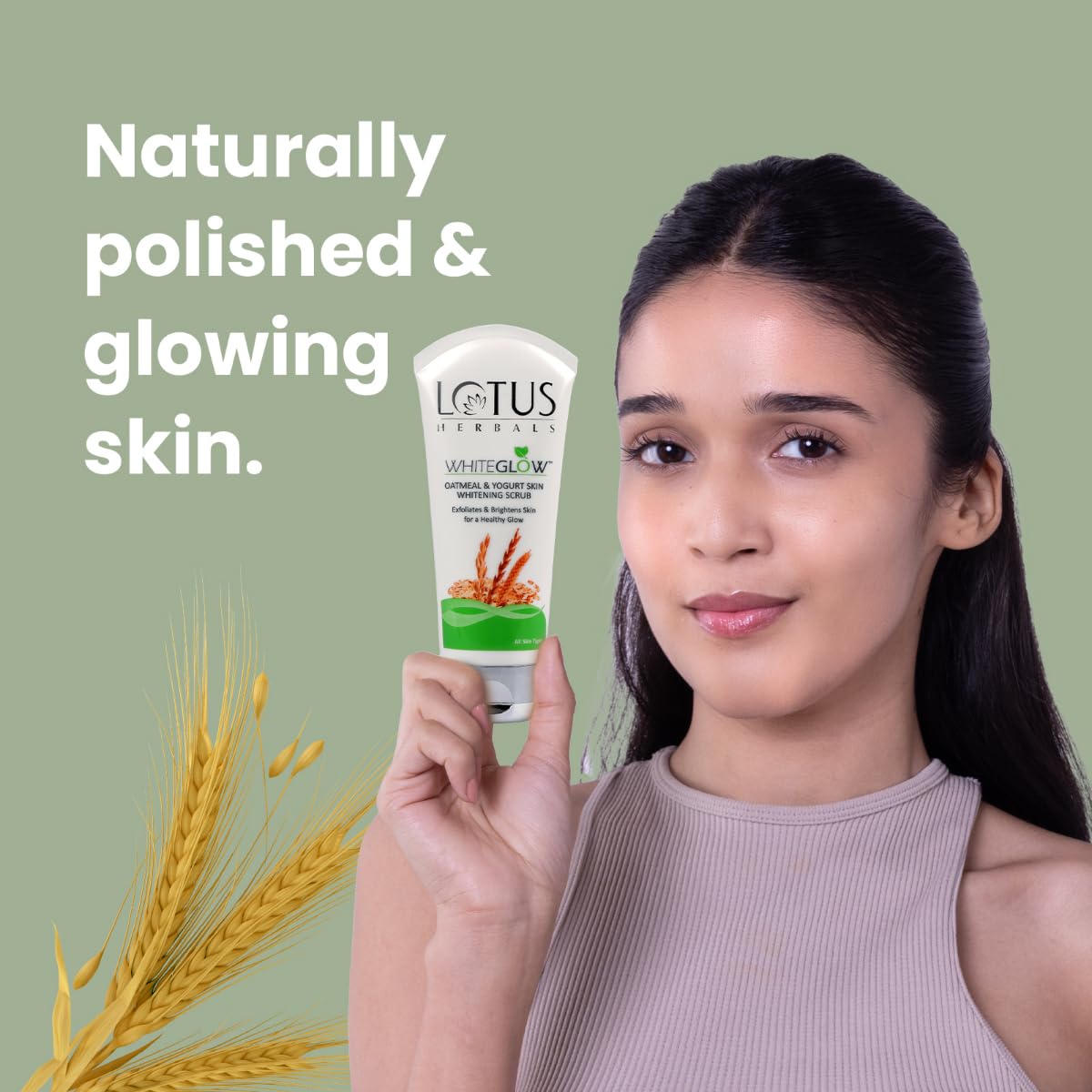 Lotus Herbals WhiteGlow Skin Brightening Oatmeal & Yogurt Gentle Exfoliator Scrub | Grocsy