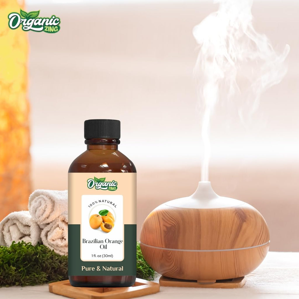 Organic Zing Brazilian Orange (Citrus sinensis) Oil | Pure & Natural Essential Oil for Skin Care, Aroma & Diffuser | Grocsy