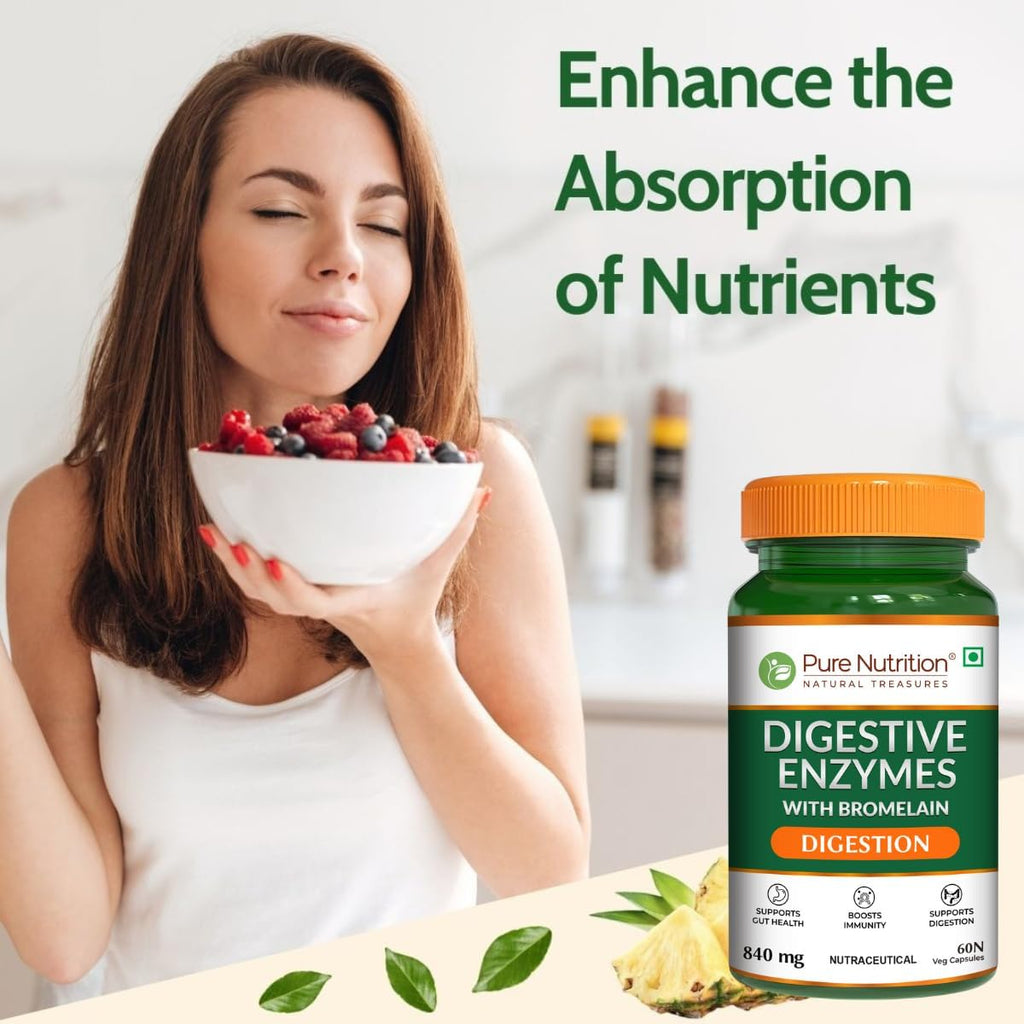 Pure Nutrition Digestive Enzymes with Bromelain Veg Capsules | Grocsy