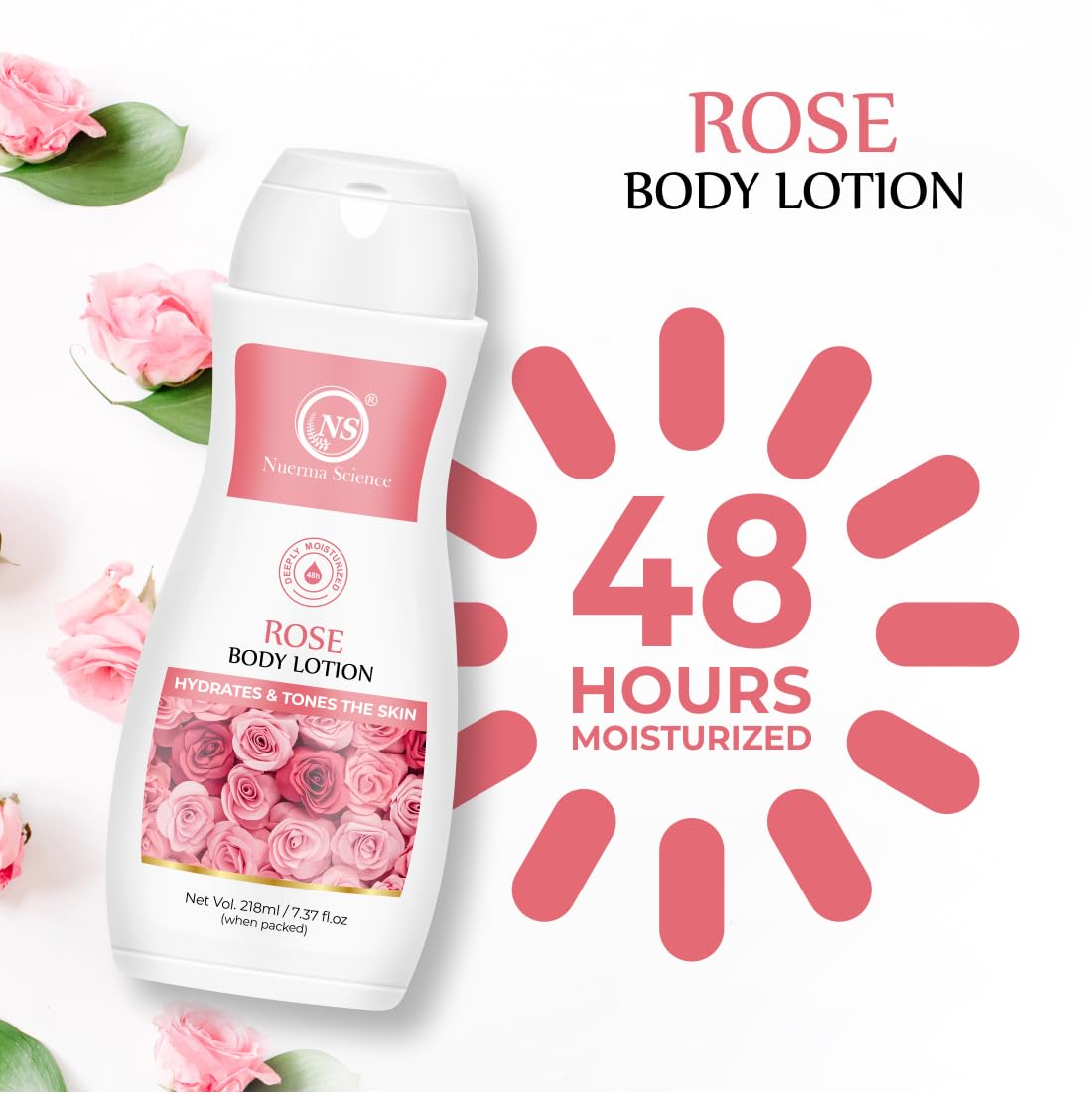 Nuerma Science Rose Body Lotion for Deep Moisturizing, Hydration & Nourishment | Grocsy