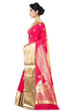 Varkala Silk Sarees Women's Paithani Silk Blend Saree With Blouse Piece | Grocsy