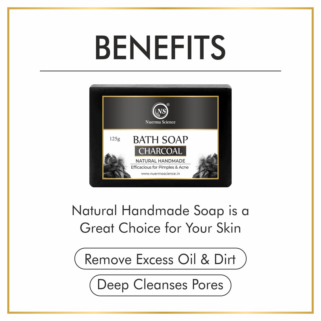 Nuerma Science Charcoal Bath Soap | Efficacious for Pimples & Acne | Grocsy