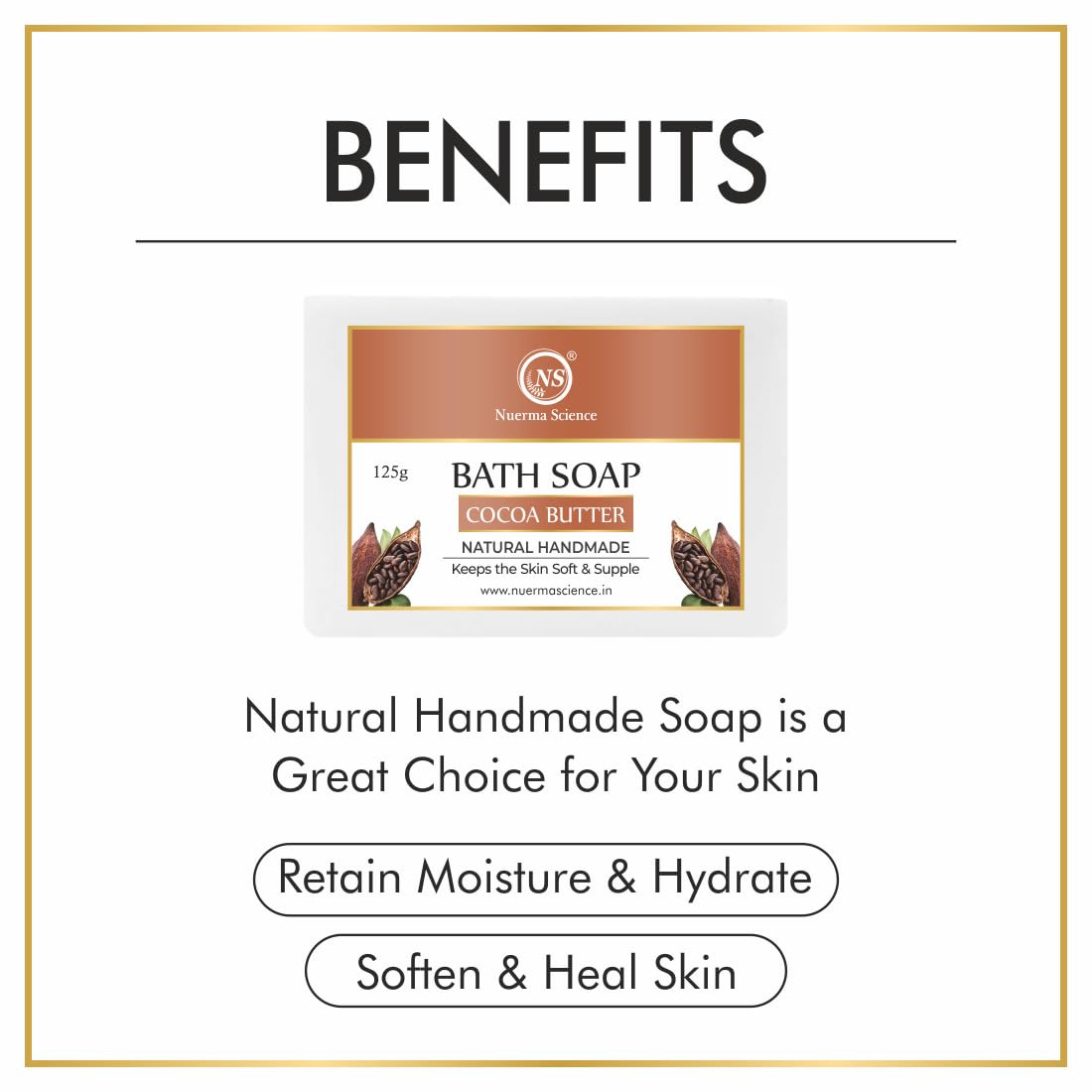 Nuerma Science Cocoa Butter Bath Soap | Keeps Skin Soft & Supple | Grocsy