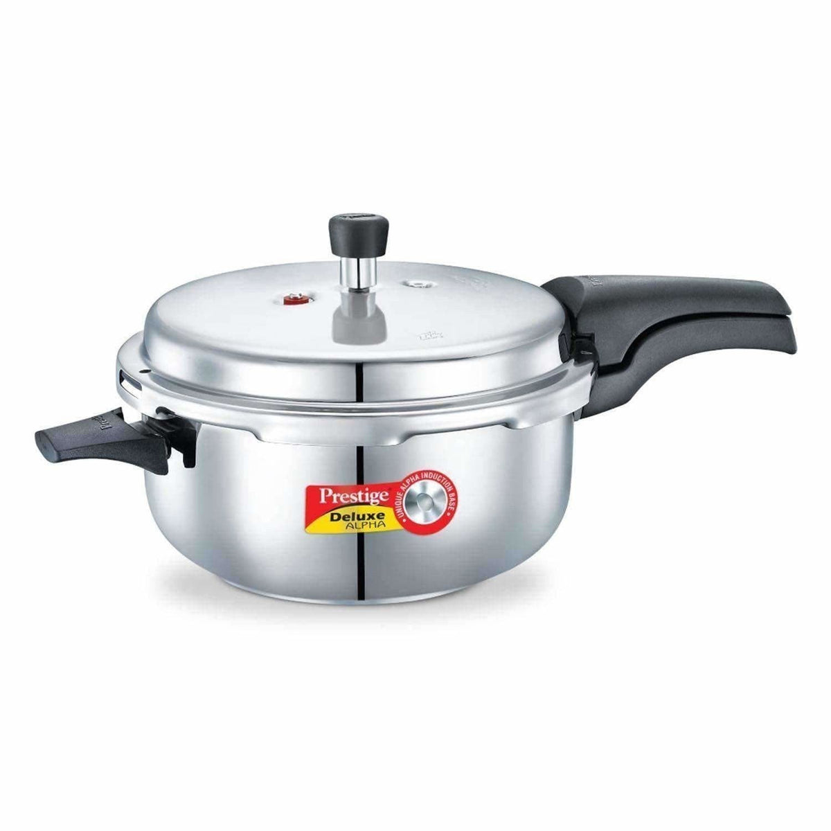 Prestige Deluxe Alpha Stainless Steel Deep Pan Pressure Cooker, 5 Litres, Silver | Grocsy