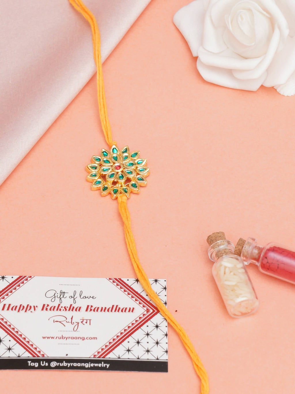 Designer kundan Rakhi - Ruby Raang | Grocsy
