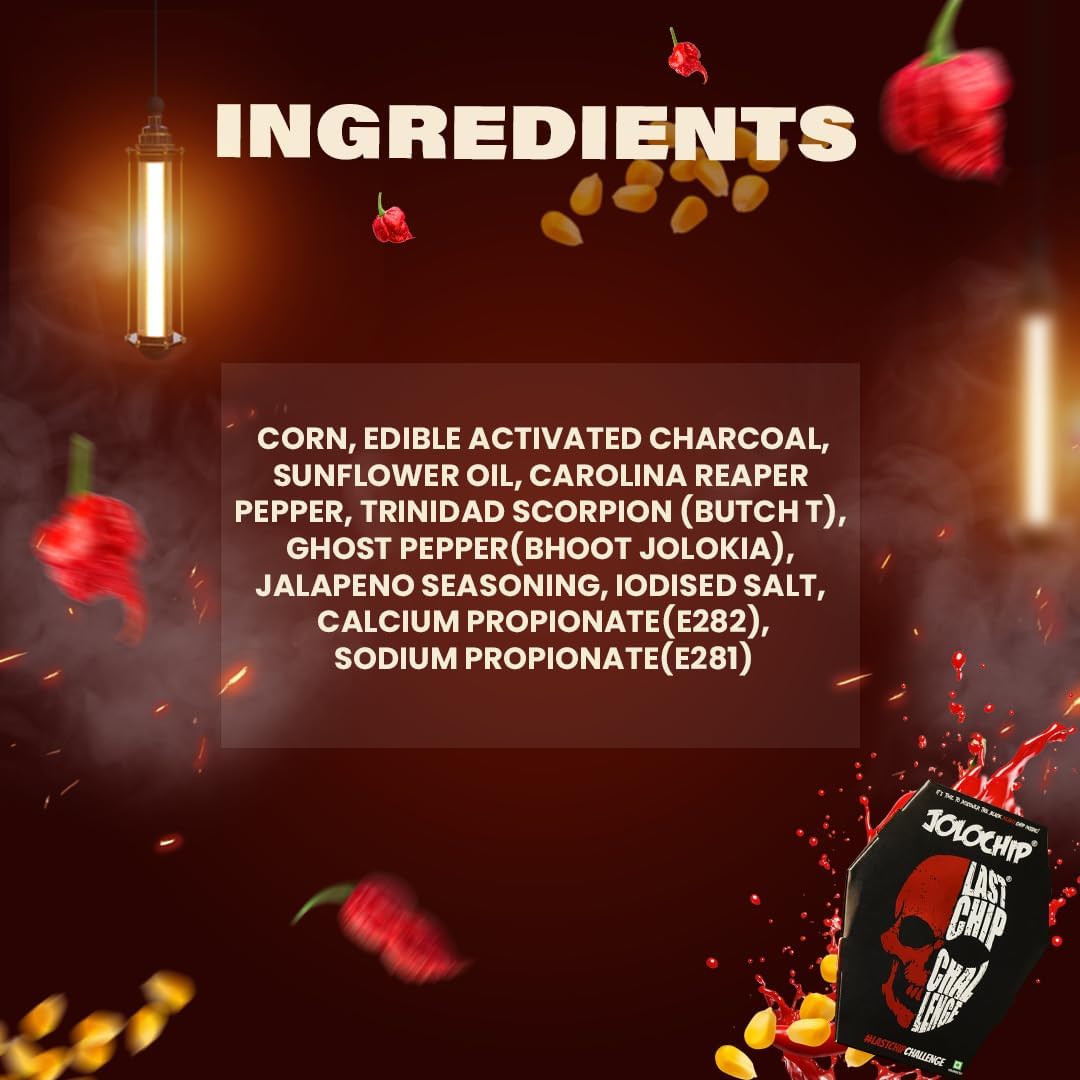 Jolochip LastChip-Challenge (Pack of 1) | Extreme Spicy Tortilla Chip | Hottest Chip in the World | Ultimate Hot Snack | 5 Grm | Grocsy