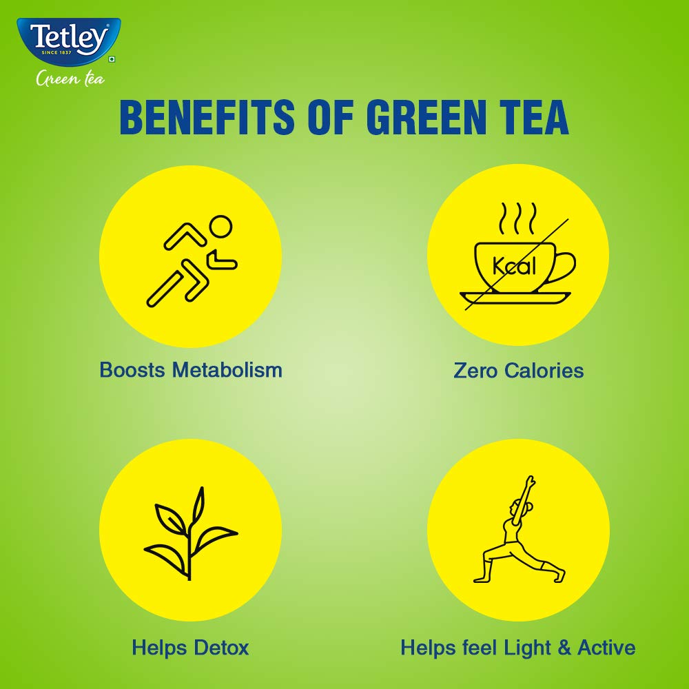 Tetley Green Tea Lemon and Honey (100 Tea Bags) | Grocsy