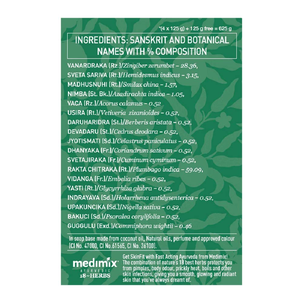 Medimix Ayurvedic Classic 18 Herbs Soap, 125 g (4 + 1 Offer Pack) | Grocsy
