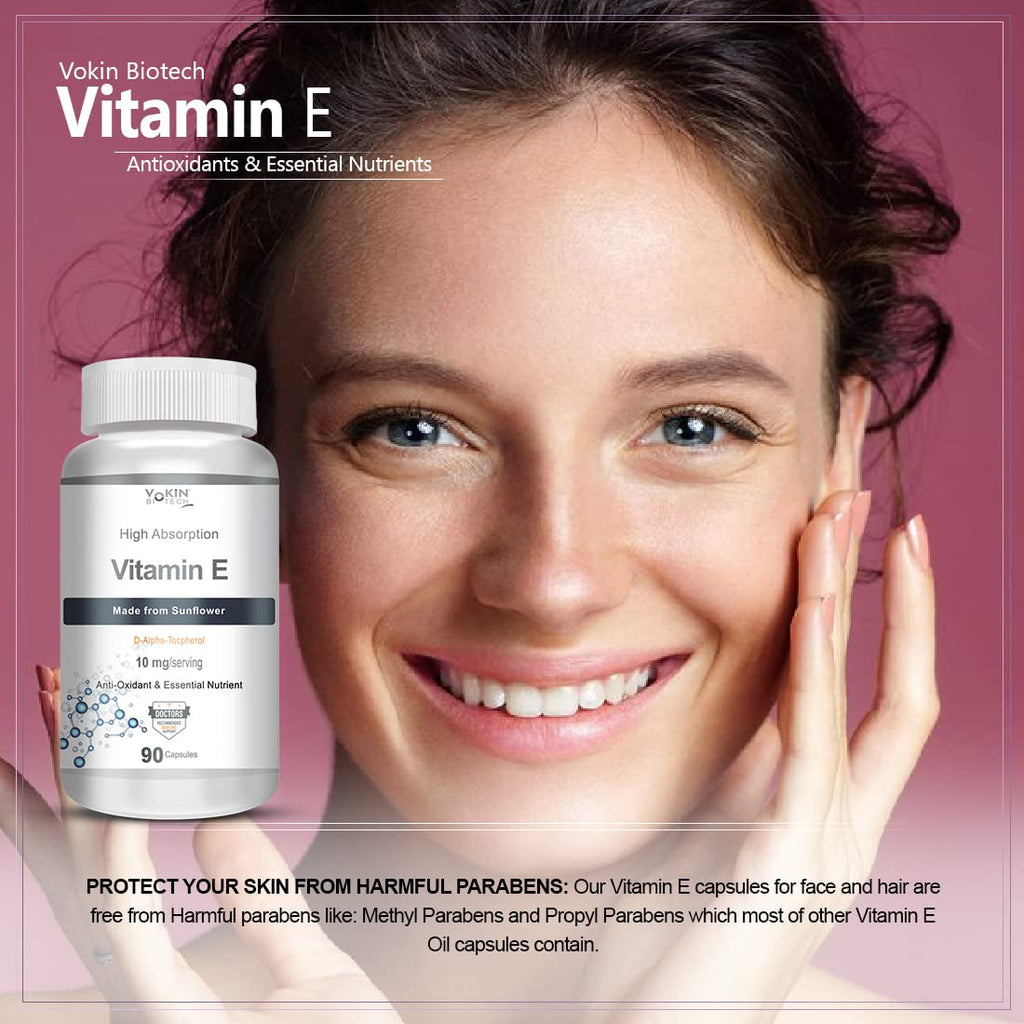 Vokin Biotech Natural Vitamin E from Sunflower - D-Alpha-Tocpherol - 10mg | Grocsy