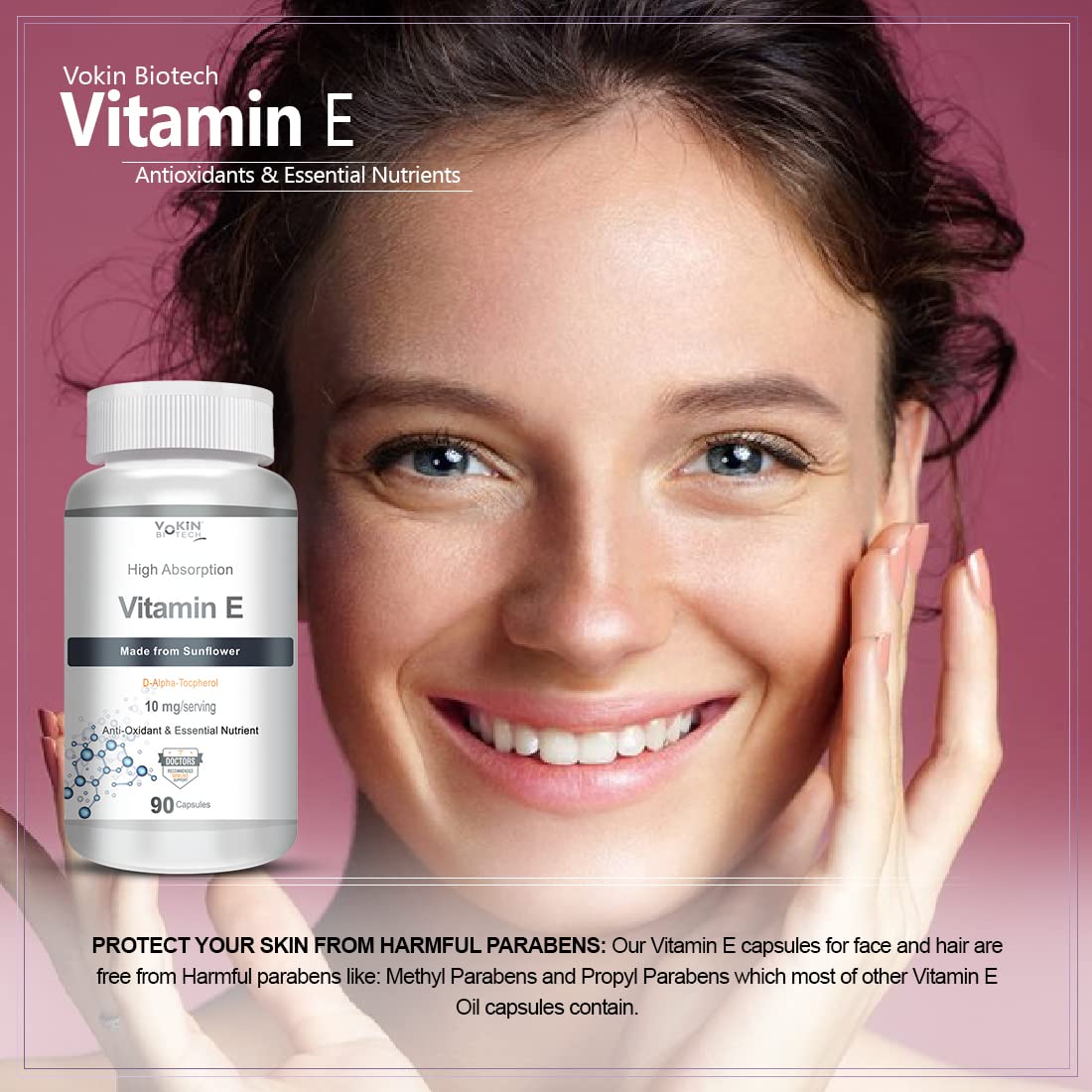 Vokin Biotech Natural Vitamin E from Sunflower - D-Alpha-Tocpherol - 10mg | Grocsy