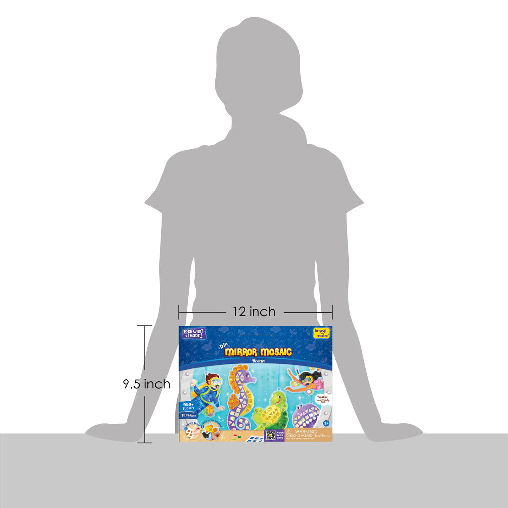 Imagimake Mirror Mosaic Ocean Theme Kids Art Set | DIY Craft Kit with Foil Stickers | Mosaic Kit for Kids | Birthday Gift for Boys and Girls Ages 3-8 | Toys for 4 Year Old Boys | Grocsy