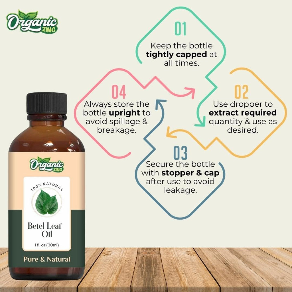 Organic Zing Betel Leaf (Piper betle) Oil | Pure & Natural Essential Oil for Skincare, Hair Care, Aroma & Diffusers | Grocsy