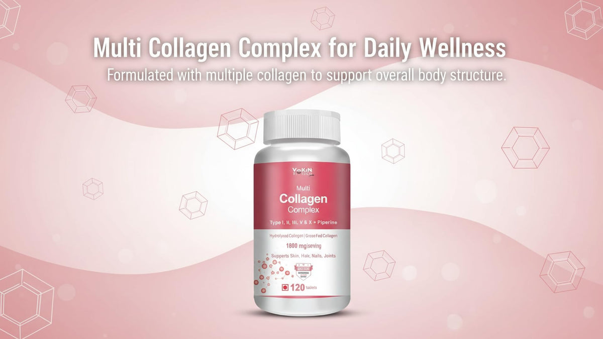 Vokin Biotech Multi Collagen Complex Peptide Tablets | Grocsy