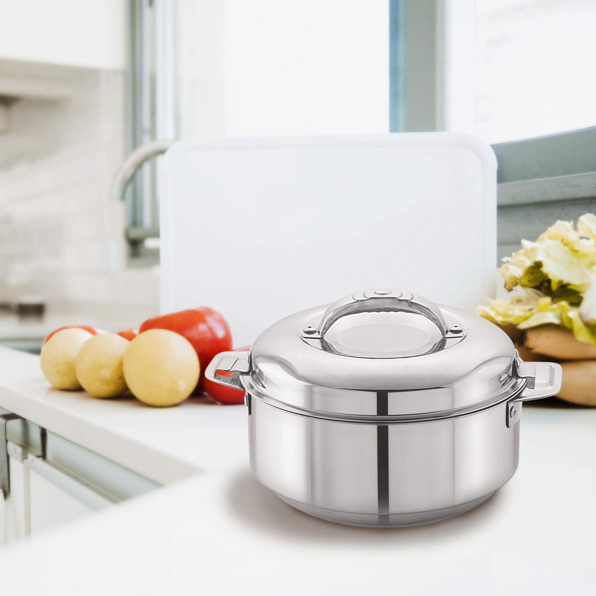 CELLO Maxima Insulated Casserole Hot Pot For Kitchen 1350ml, Silver | Grocsy
