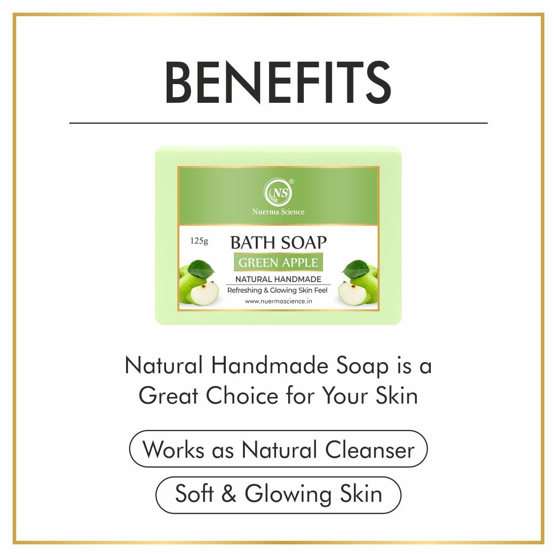 Nuerma Science Green Apple Bath Soap | Refreshes & Revitalizes Skin | Grocsy