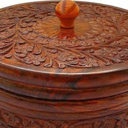 Handcrafted Wooden Box Pot Serving Bowl with Lid | Grocsy