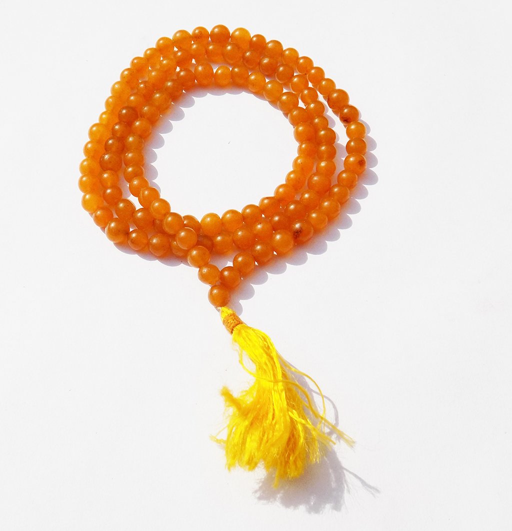 Kannssky Orange Hakik (Agate) Mala - Hindu Buddhist Prayer Beads | Grocsy