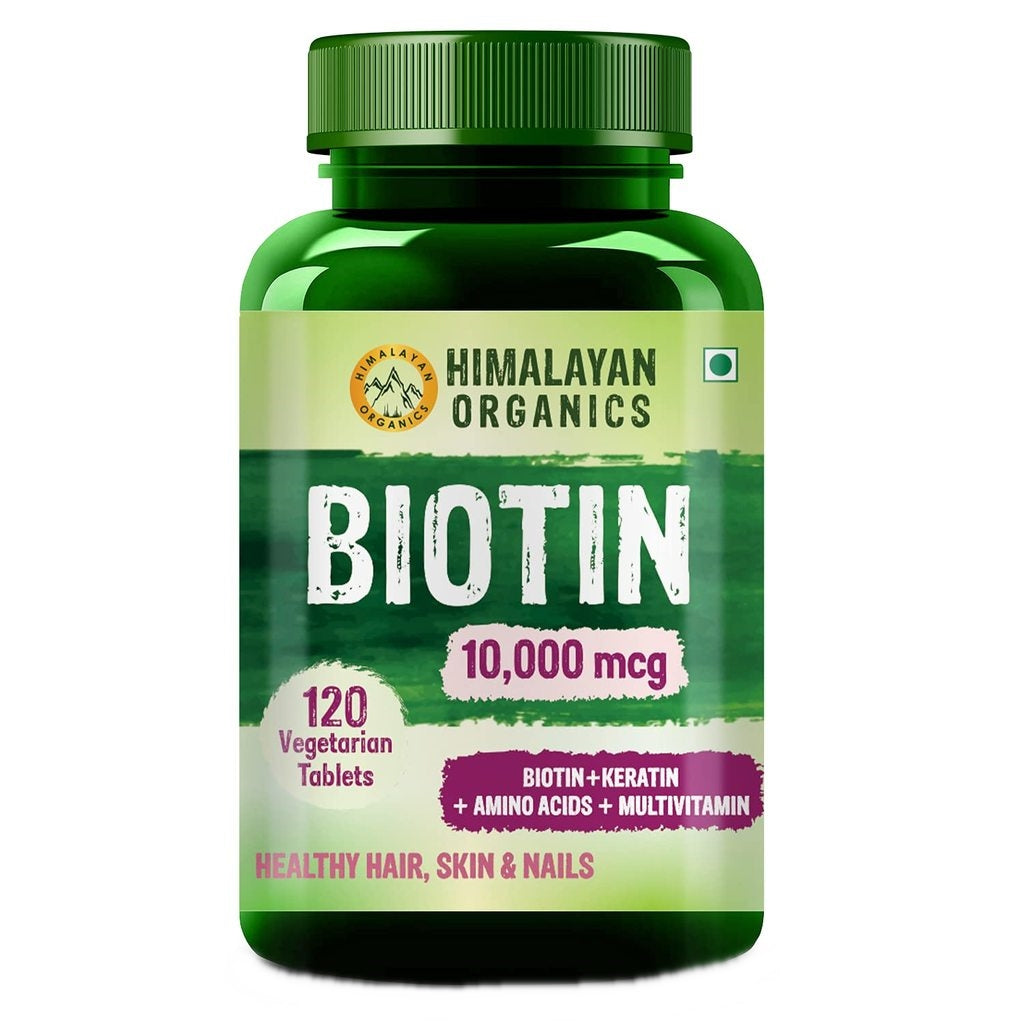 Himalayan Organics Biotin 10000 Mcg with Keratin, Amino Acids & Multivitamin Tablets | Grocsy