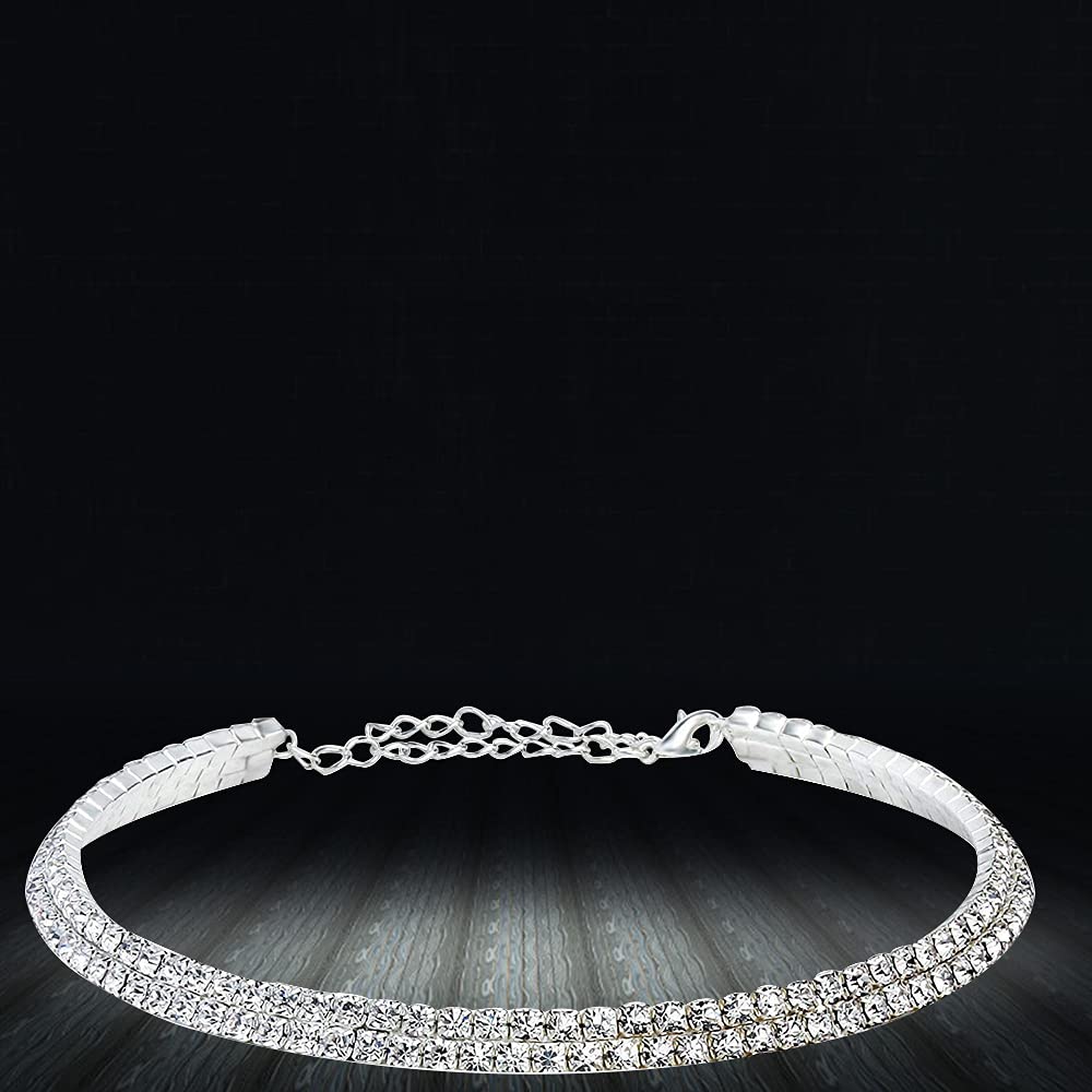 Silver-Toned Alloy Double Line Silver Choker Necklace - The Pari | Grocsy