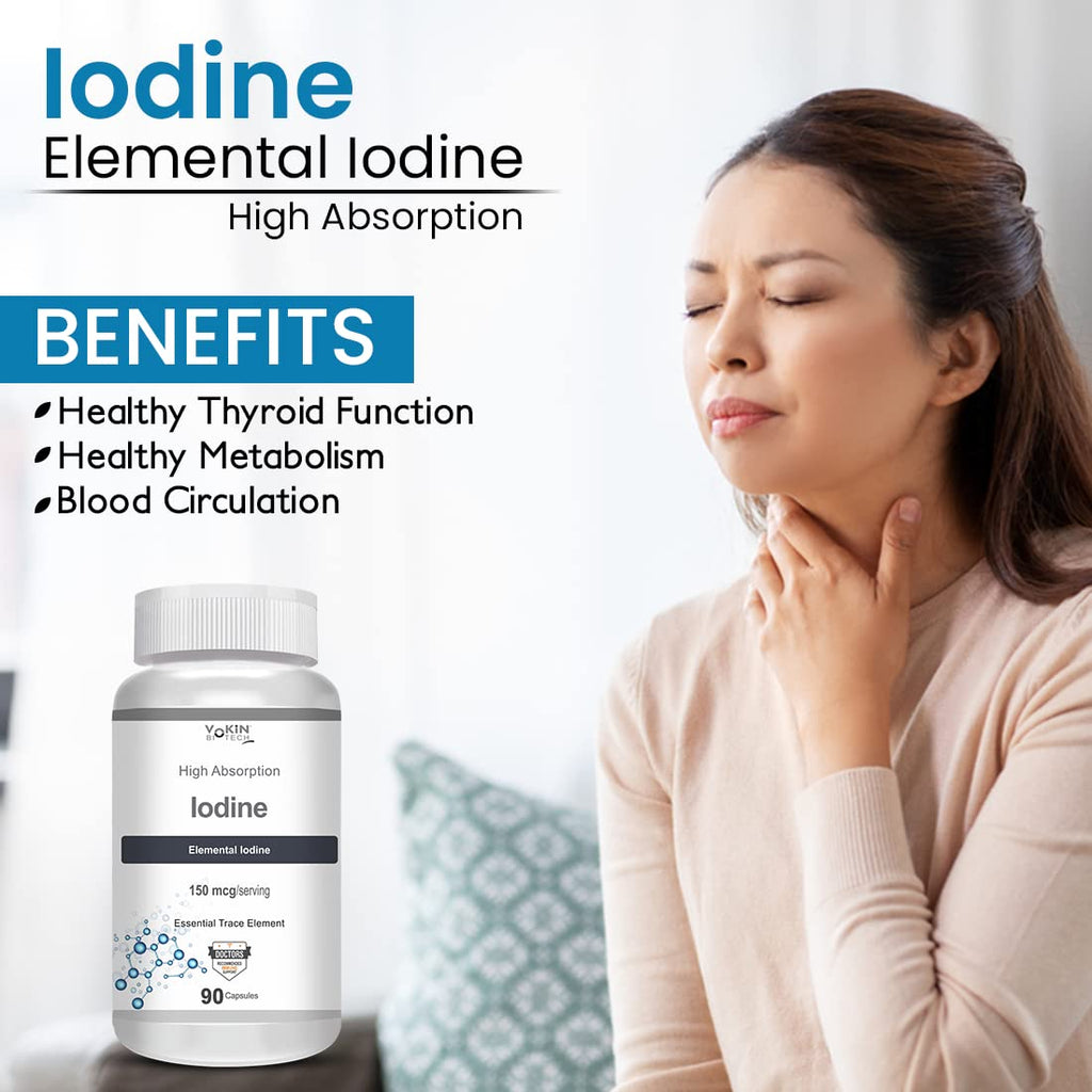 Vokin Biotech Iodine | Supplement to Support The Thyroid and Maintain Healthy Cellular Metabolism | Grocsy