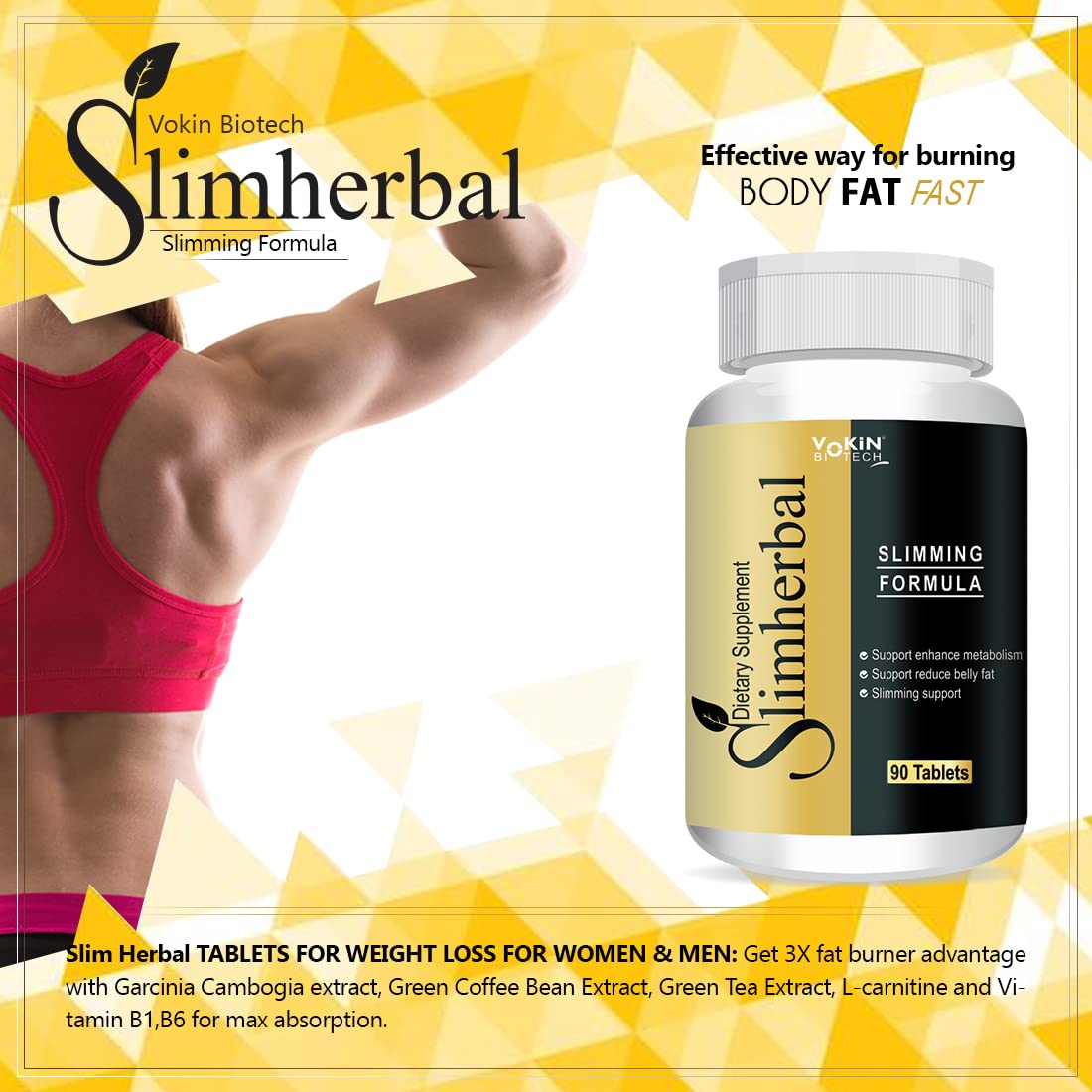 Vokin Biotech Slimherbal Tablets Support Reduce Belly Fat for Men & Women | Grocsy