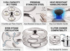 Dynore Stainless Steel Idli Stand Idli Maker 3 x 3 Plates (9 Idli), 9 liter, Silver | Grocsy